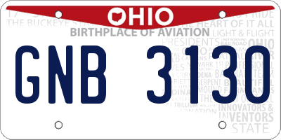 OH license plate GNB3130
