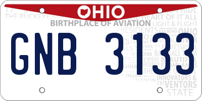 OH license plate GNB3133