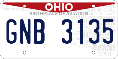 OH license plate GNB3135