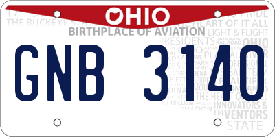 OH license plate GNB3140