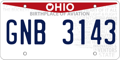 OH license plate GNB3143