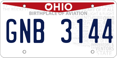 OH license plate GNB3144