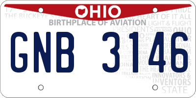 OH license plate GNB3146