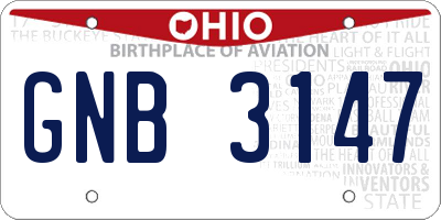 OH license plate GNB3147