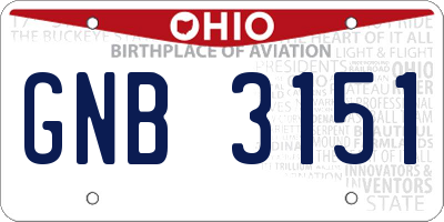OH license plate GNB3151