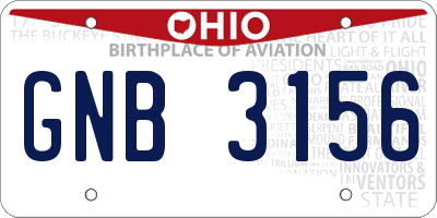 OH license plate GNB3156