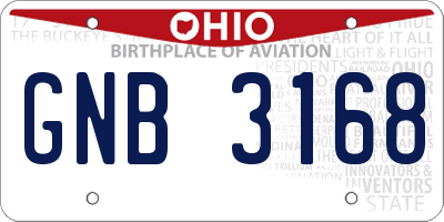 OH license plate GNB3168