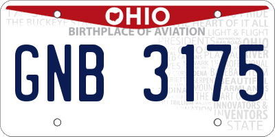 OH license plate GNB3175