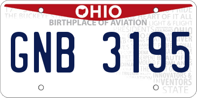 OH license plate GNB3195