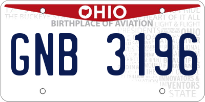 OH license plate GNB3196