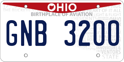 OH license plate GNB3200