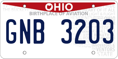 OH license plate GNB3203