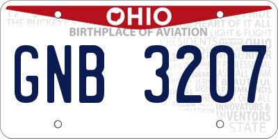 OH license plate GNB3207