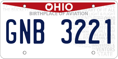 OH license plate GNB3221