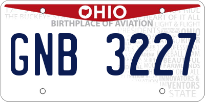 OH license plate GNB3227