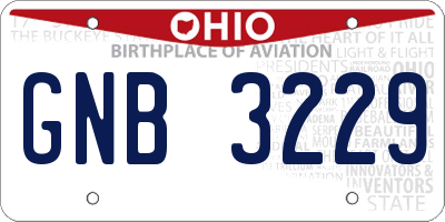 OH license plate GNB3229