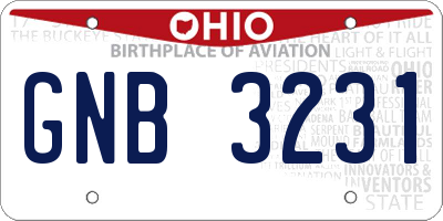 OH license plate GNB3231