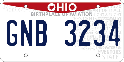 OH license plate GNB3234