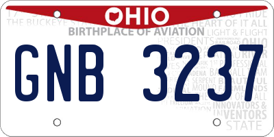OH license plate GNB3237
