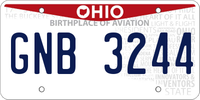 OH license plate GNB3244