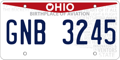 OH license plate GNB3245
