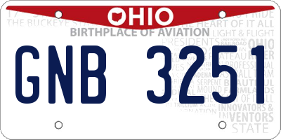 OH license plate GNB3251