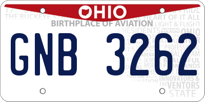 OH license plate GNB3262