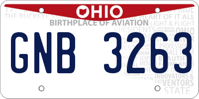 OH license plate GNB3263
