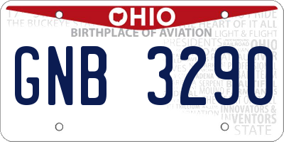 OH license plate GNB3290