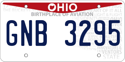 OH license plate GNB3295
