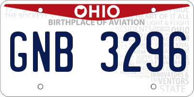 OH license plate GNB3296