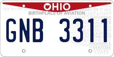OH license plate GNB3311