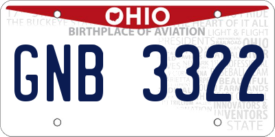 OH license plate GNB3322