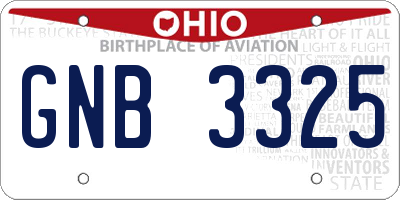 OH license plate GNB3325