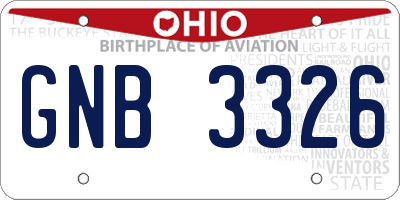 OH license plate GNB3326