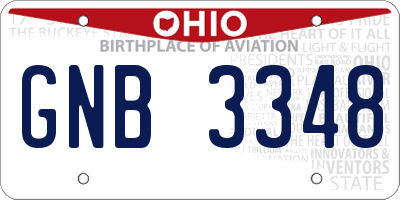OH license plate GNB3348