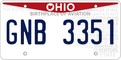 OH license plate GNB3351
