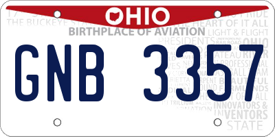 OH license plate GNB3357