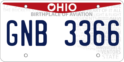 OH license plate GNB3366