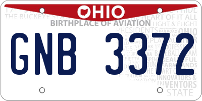 OH license plate GNB3372