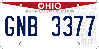 OH license plate GNB3377