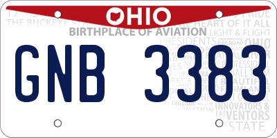 OH license plate GNB3383