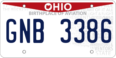 OH license plate GNB3386