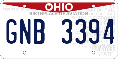 OH license plate GNB3394