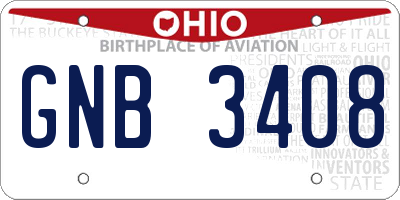 OH license plate GNB3408