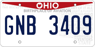 OH license plate GNB3409