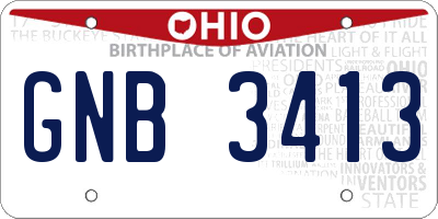 OH license plate GNB3413