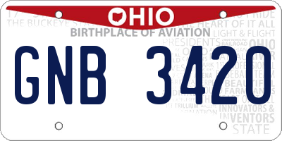 OH license plate GNB3420