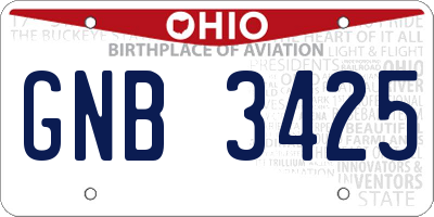 OH license plate GNB3425