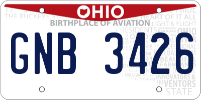 OH license plate GNB3426